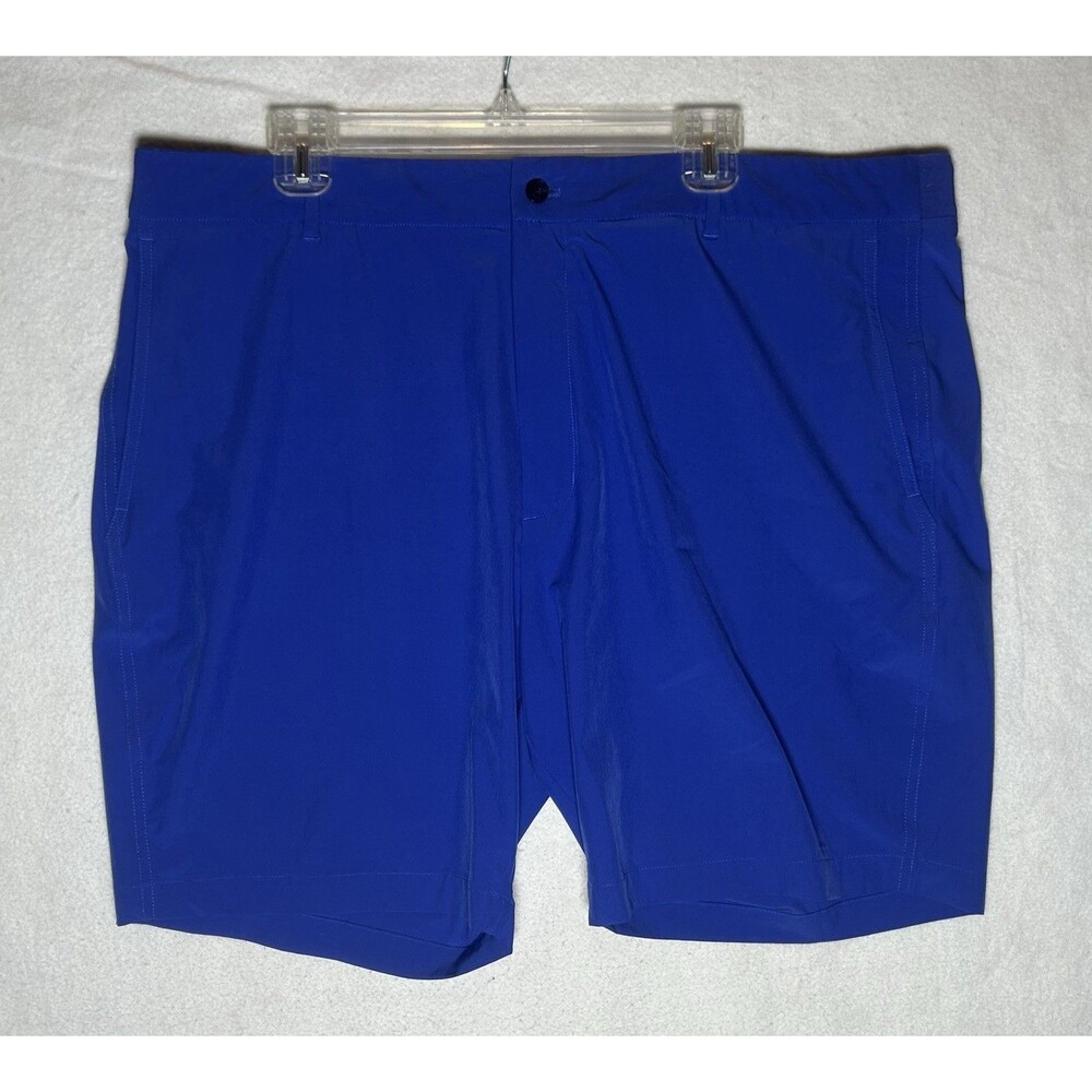 Walter Hagen Men's Performance Chino Shorts Blue Solid Stretch Pockets 8" Inseam